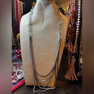 Layered Silver-Tone Multi-Strand Necklace